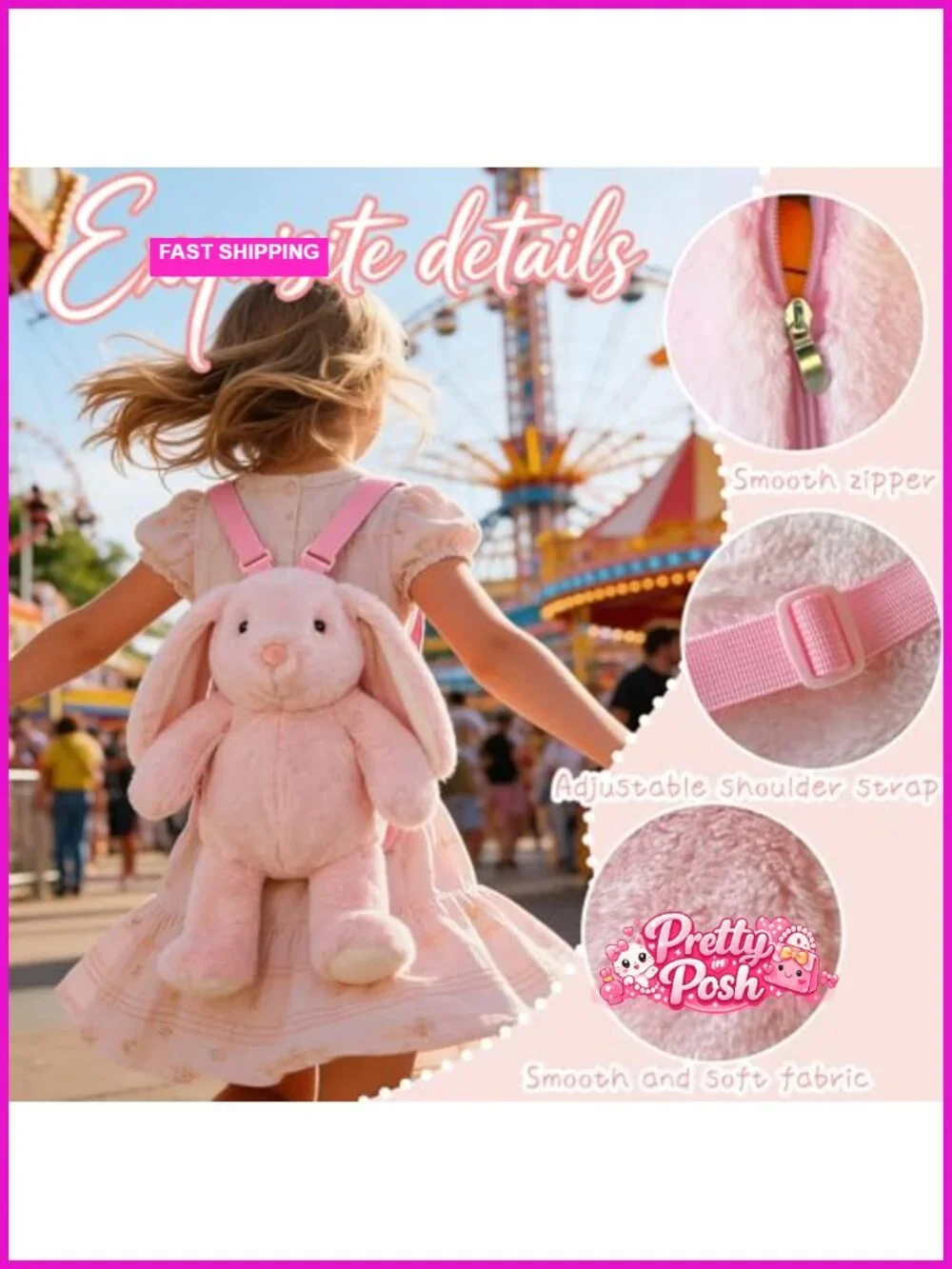 Plush Backpack Bunny Stuffed Animal Backpack with Adjustable Shoulder Straps